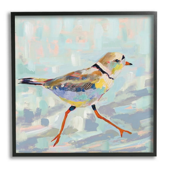 Stupell Industries Coastal Plover Abstract Bird Painting Black Framed Art Print Wall Art, Design by Jeanette Vertentes