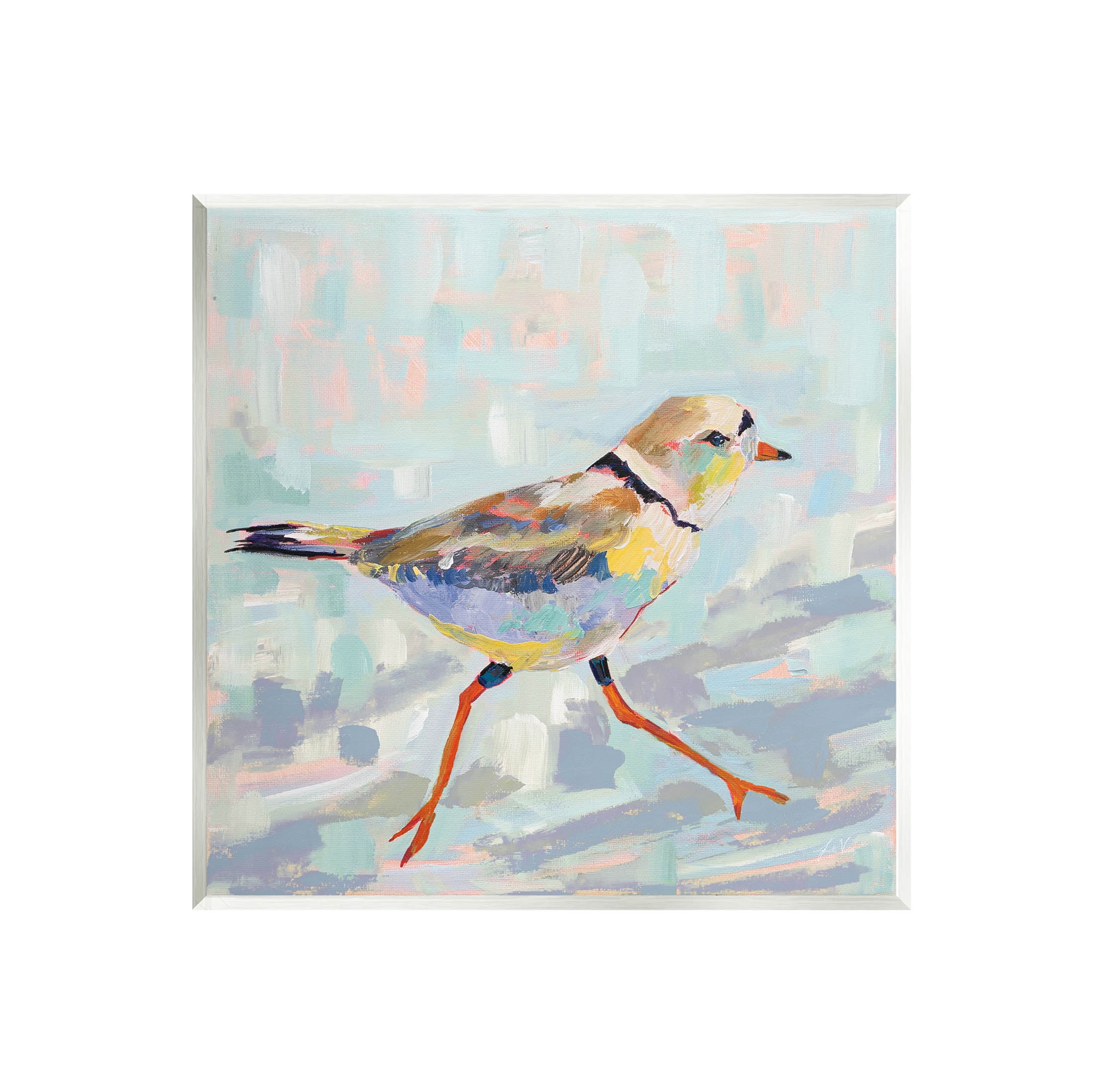 Coastal Plover Abstract Bird Wood Wall Art, 12" x 12"