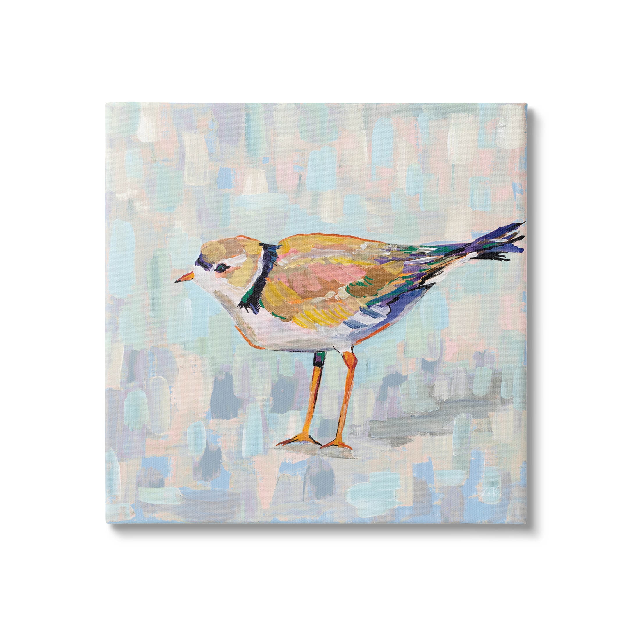 Stupell Industries Coastal Plover Abstract Patchwork Bird Painting Gallery Wrapped Canvas Print Wall Art, Design by Jeanette Vertentes