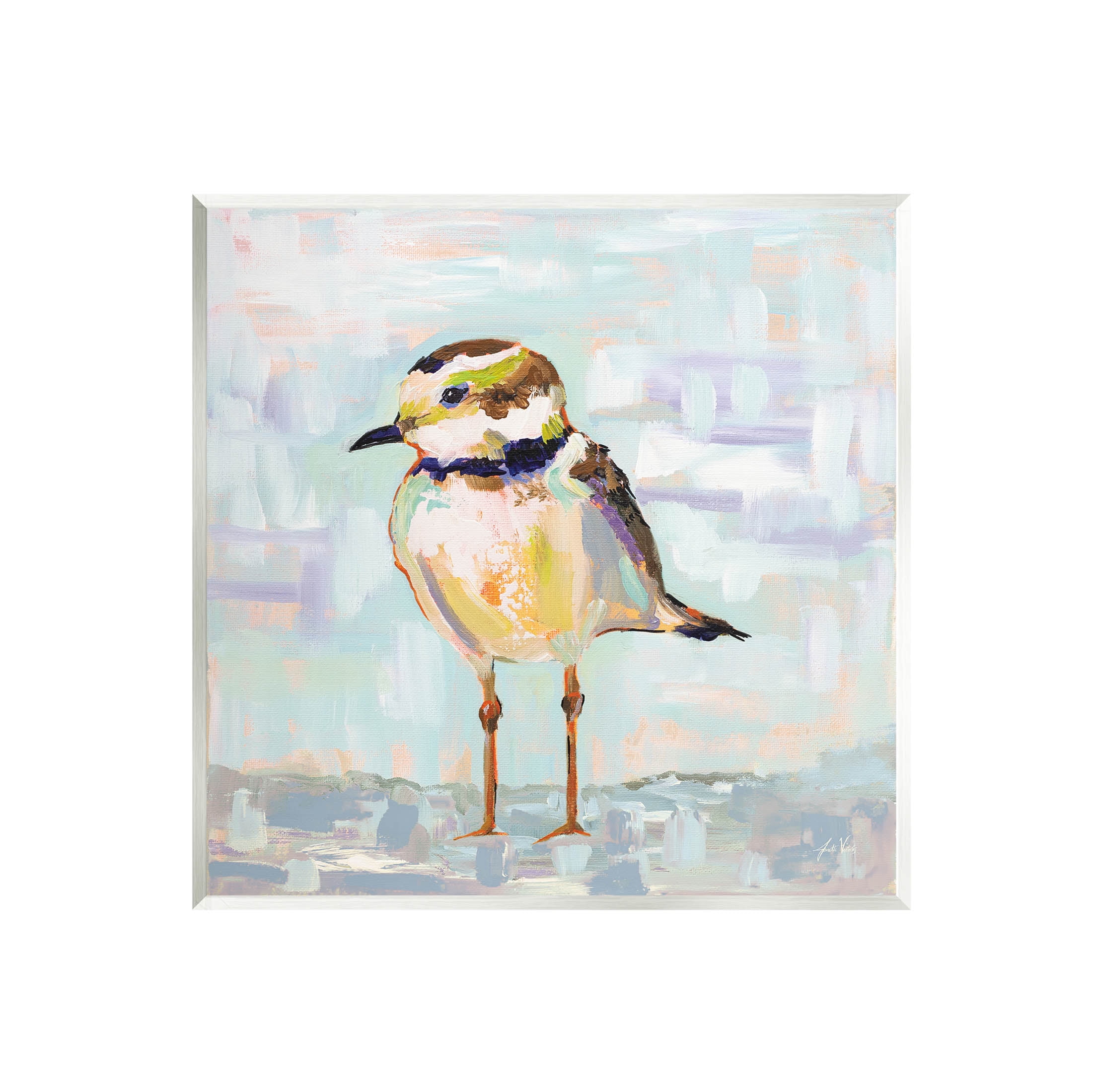 Stupell Industries Coastal Plover Patchwork Abstract Painting Unframed Art Print Wall Art, Design by Jeanette Vertentes