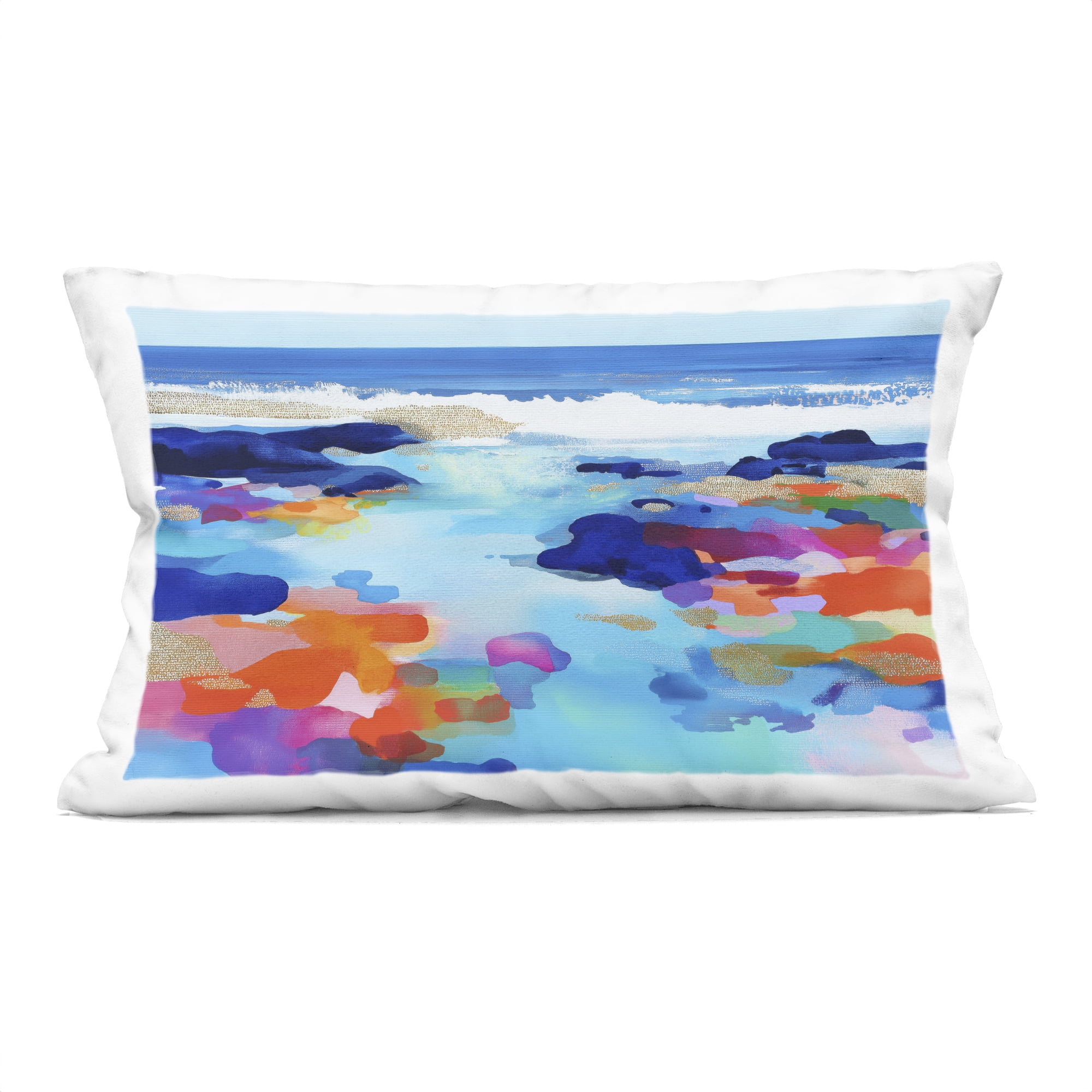Stupell Industries Coastal Pools Overlay Abstraction Decorative Printed Throw Pillow, design by Chromatic Storm Studio, 14 x 7 x 20