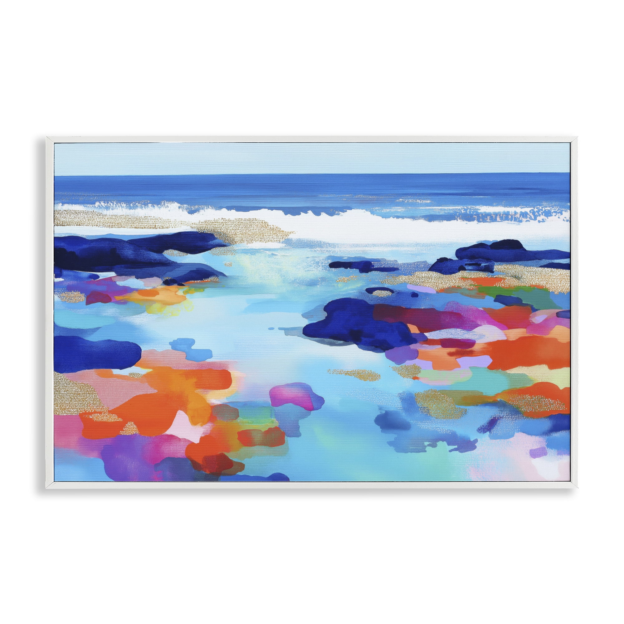 Stupell Industries Coastal Pools Overlay Abstraction White Framed Giclee Art, design by Chromatic Storm Studio