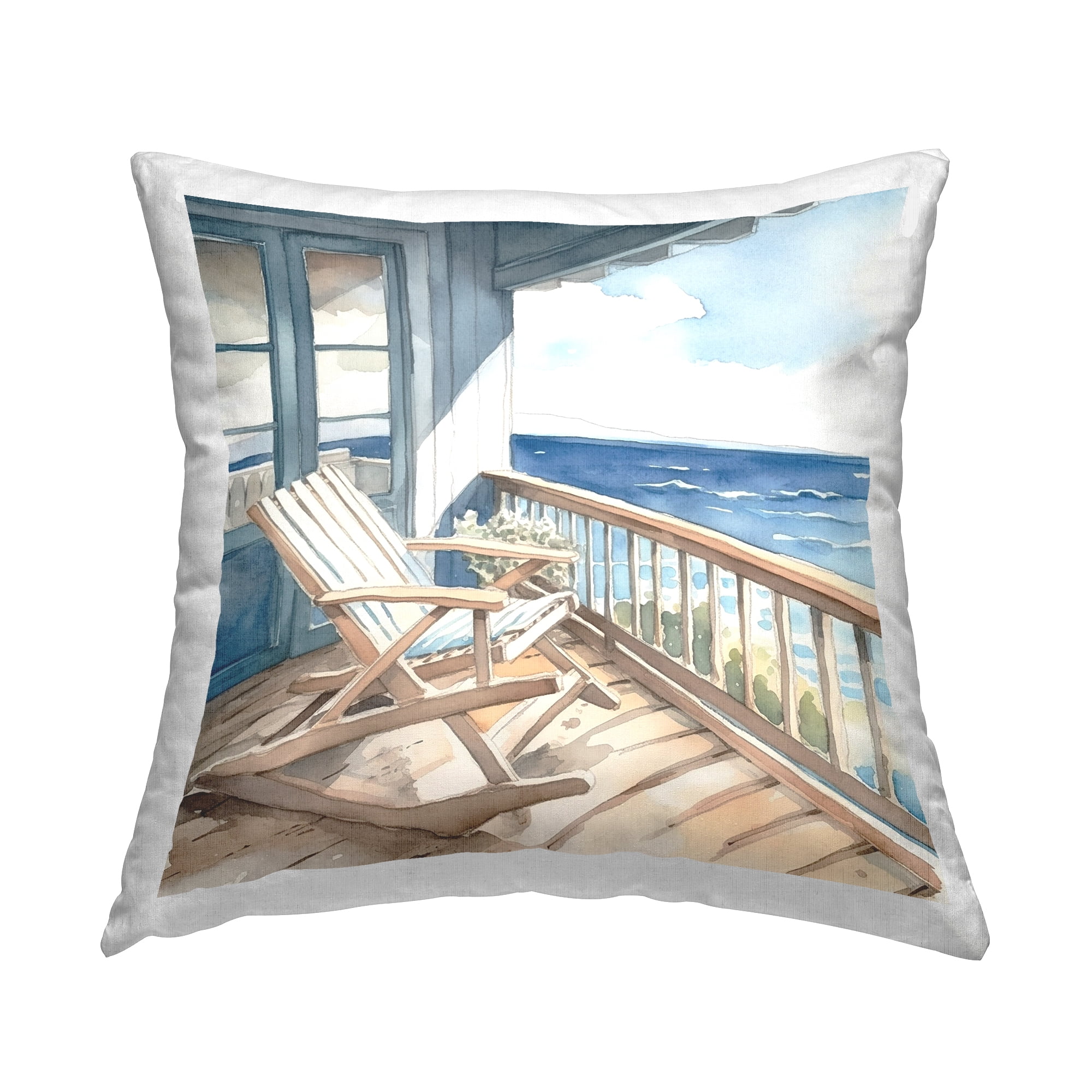 Stupell Industries Coastal Porch View Decorative Printed Throw Pillow, 18 x 18