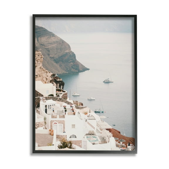 Stupell Industries Coastal Port Town Landscape Photography Black Framed Art Print Wall Art, 11 x 14