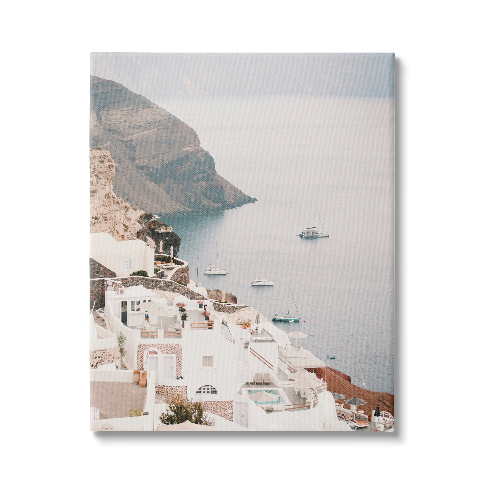Coastal Port Town Landscape Canvas Print in Soft Hues, 16 x 20