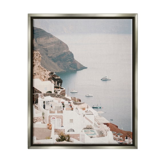 Stupell Industries Coastal Port Town Landscape Photography Gray Floater Framed Canvas Art Print Wall Art, 17 x 21