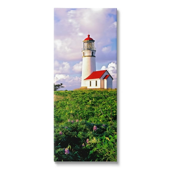 Stupell Industries Coastal Red Lighthouse Lush Garden Coastal Photography Gallery Wrapped Canvas Print Wall Art