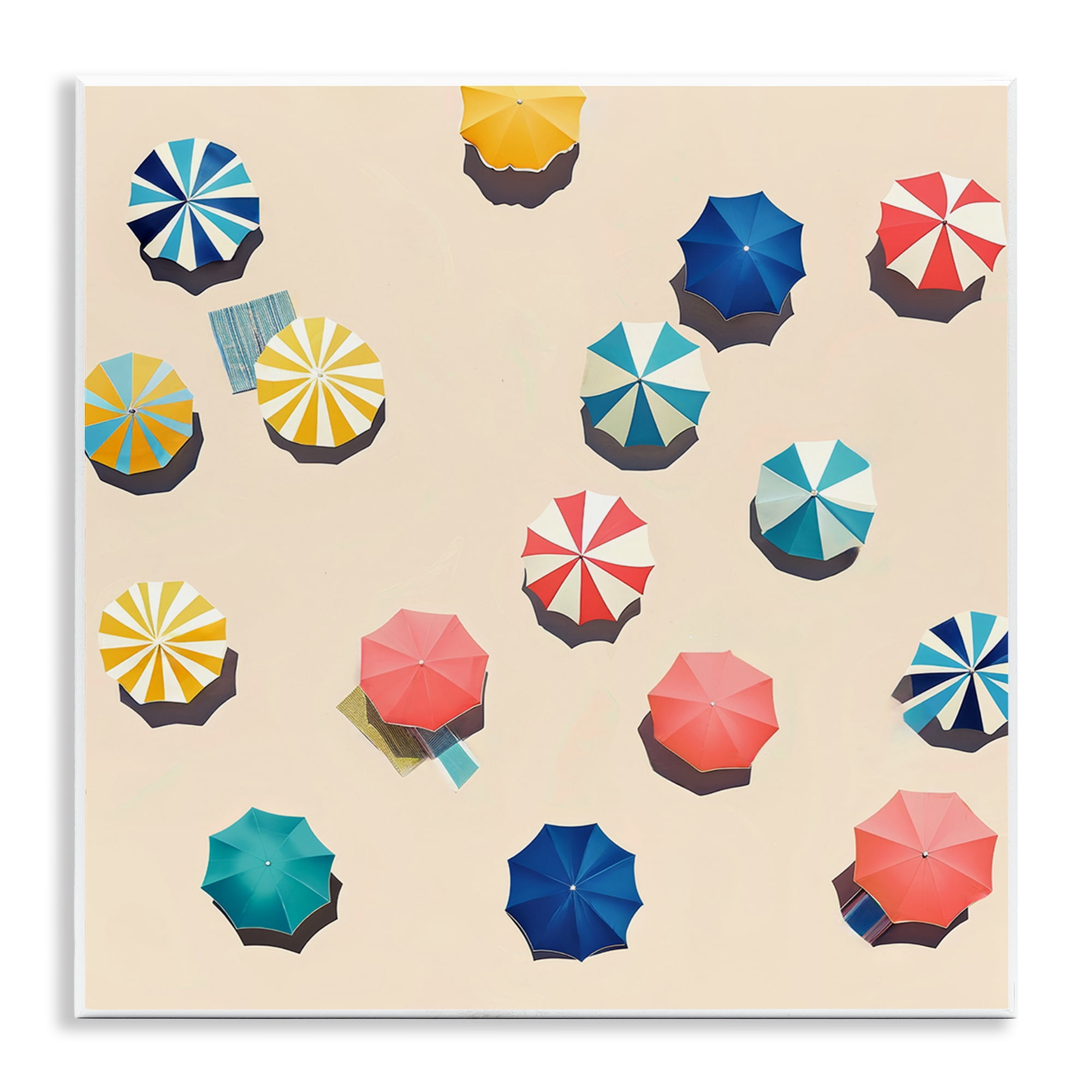 Stupell Industries Coastal Retreat Umbrellas Nautical & Beach Painting Unframed Art Print Wall Art, 12 x 12