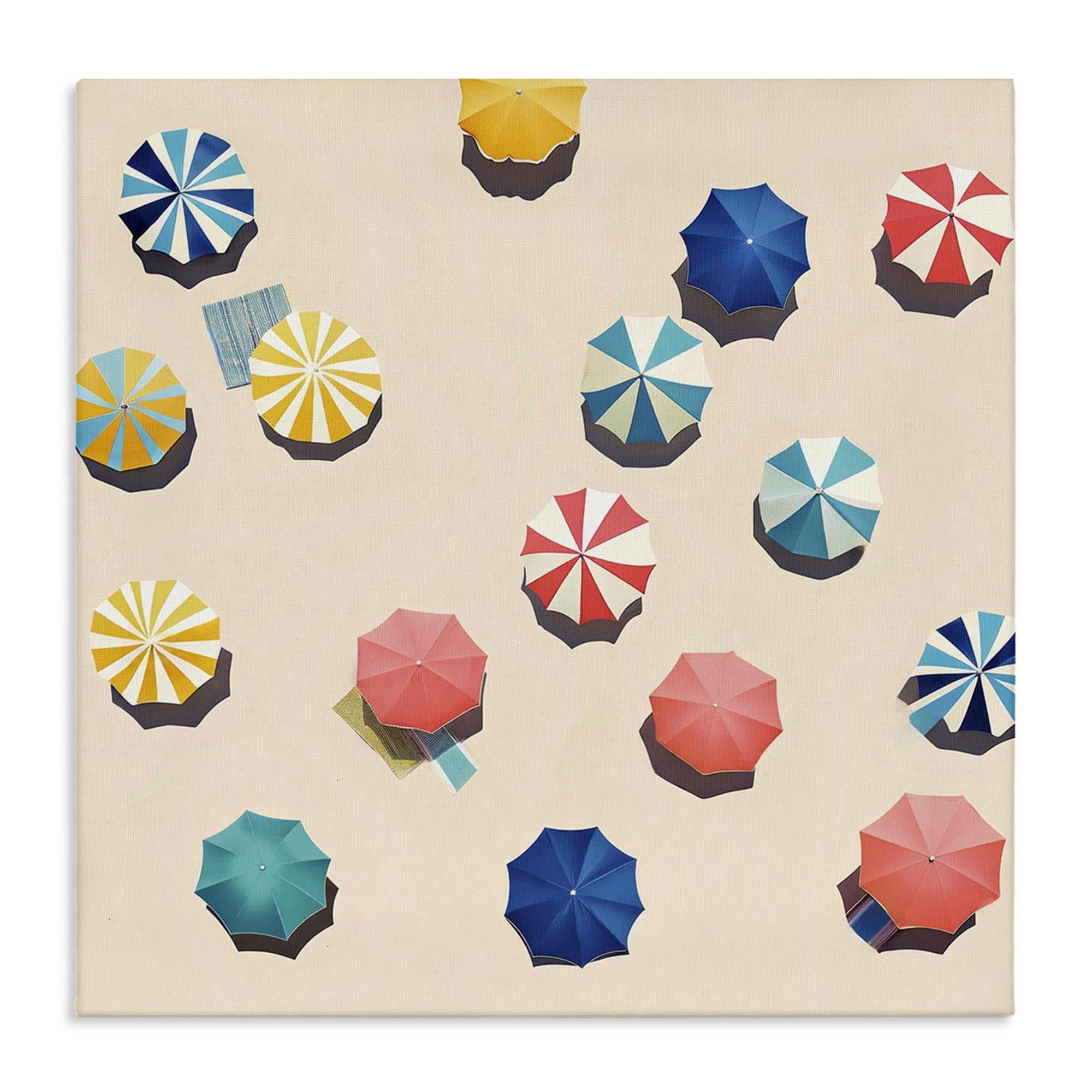 Stupell Industries Coastal Retreat Umbrellas Nautical & Beach Painting Wrapped Canvas Art Print Wall Art, 17 x 17