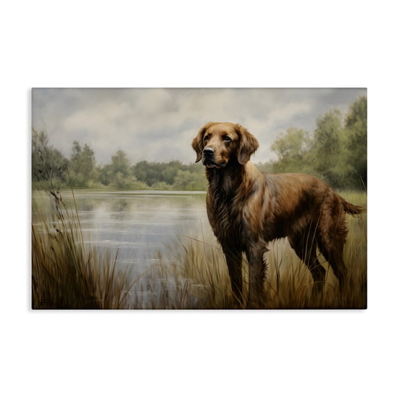 Stupell Industries Coastal Retriever Dog & Pond Canvas Art, 36 x 24, by Petals Prints Design