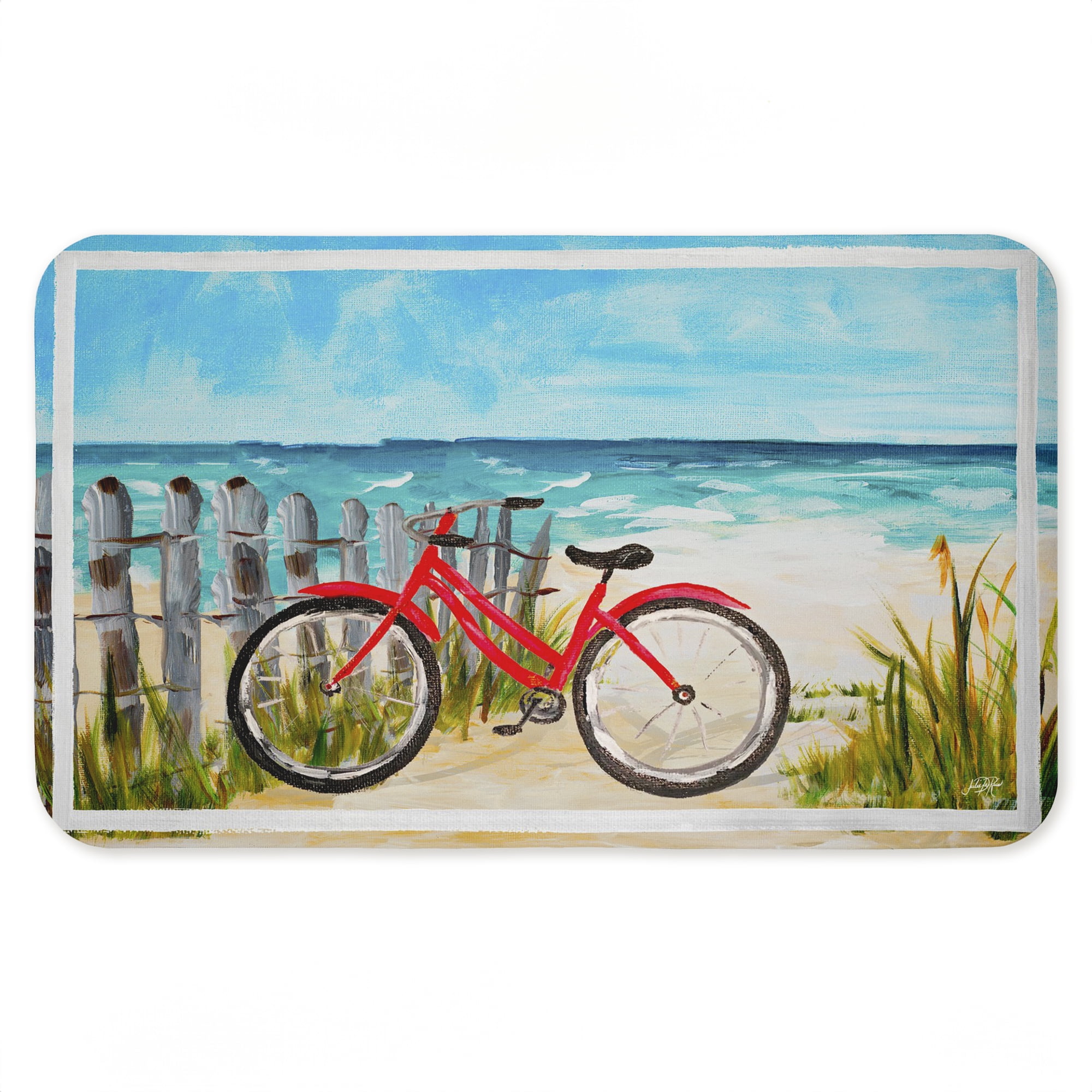 Stupell Industries Coastal Rides on Bicycle Printed Anti-Fatigue Floor Mat, design by Julie DeRice
