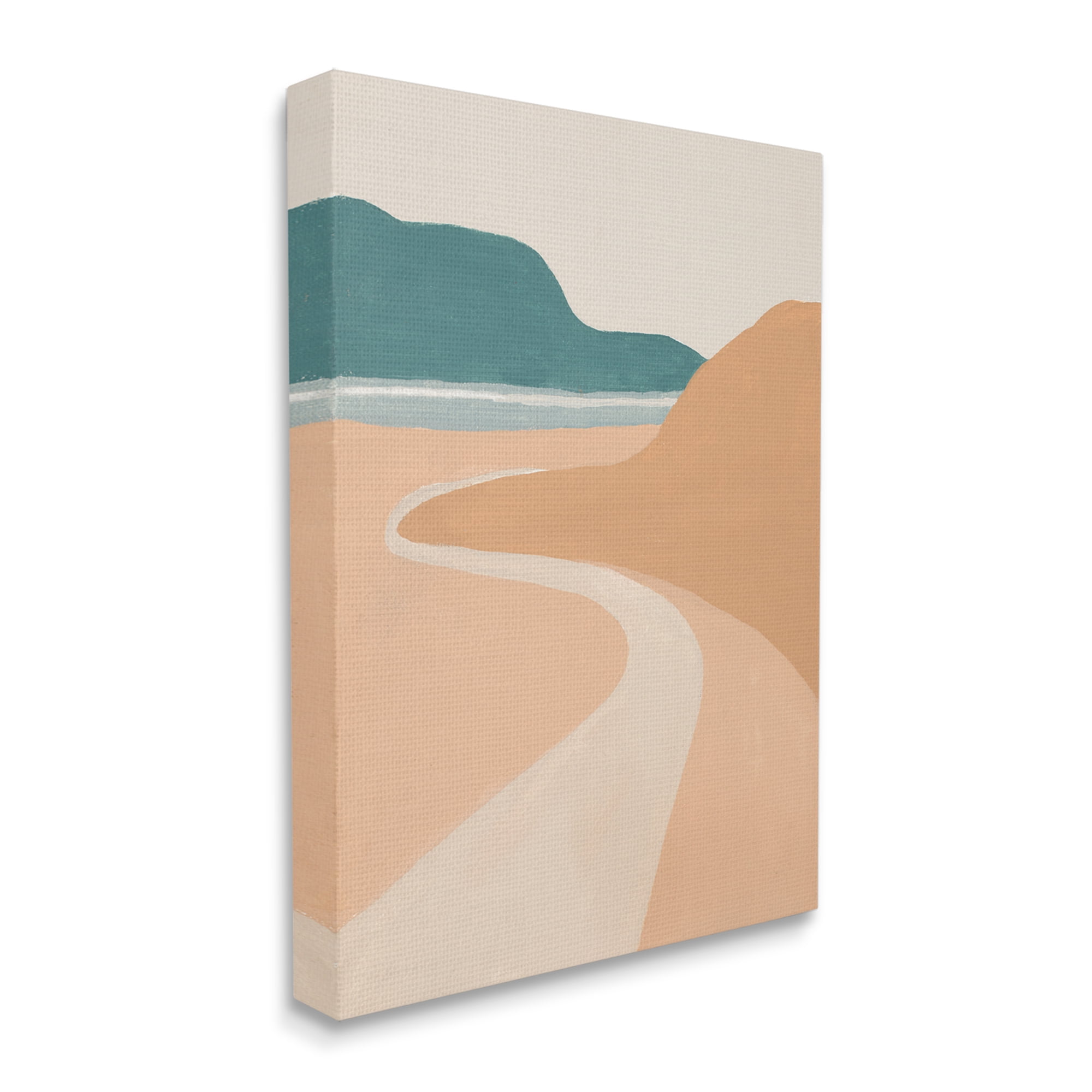 Stupell Industries Coastal Road Landscape Terracotta Brown Seascape Nature Painting Gallery Wrapped Canvas Art Print Wall Art, 36 x 48