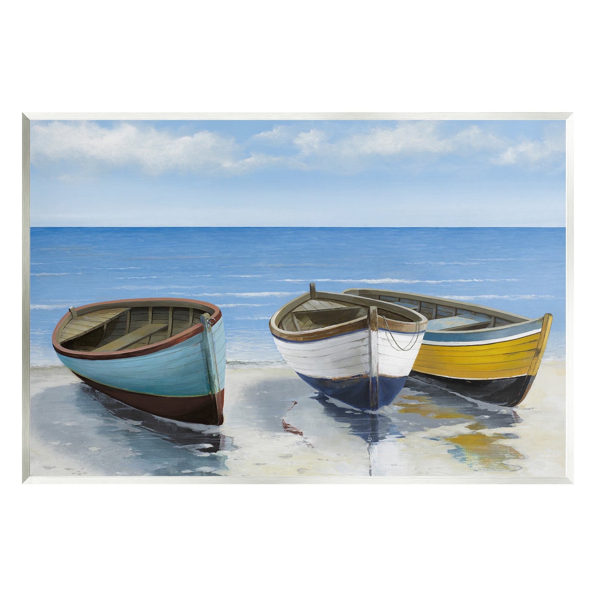 Stupell Industries Coastal Rowboats on Shore Transportation Painting Unframed Art Print Wall Art, 19 x 13