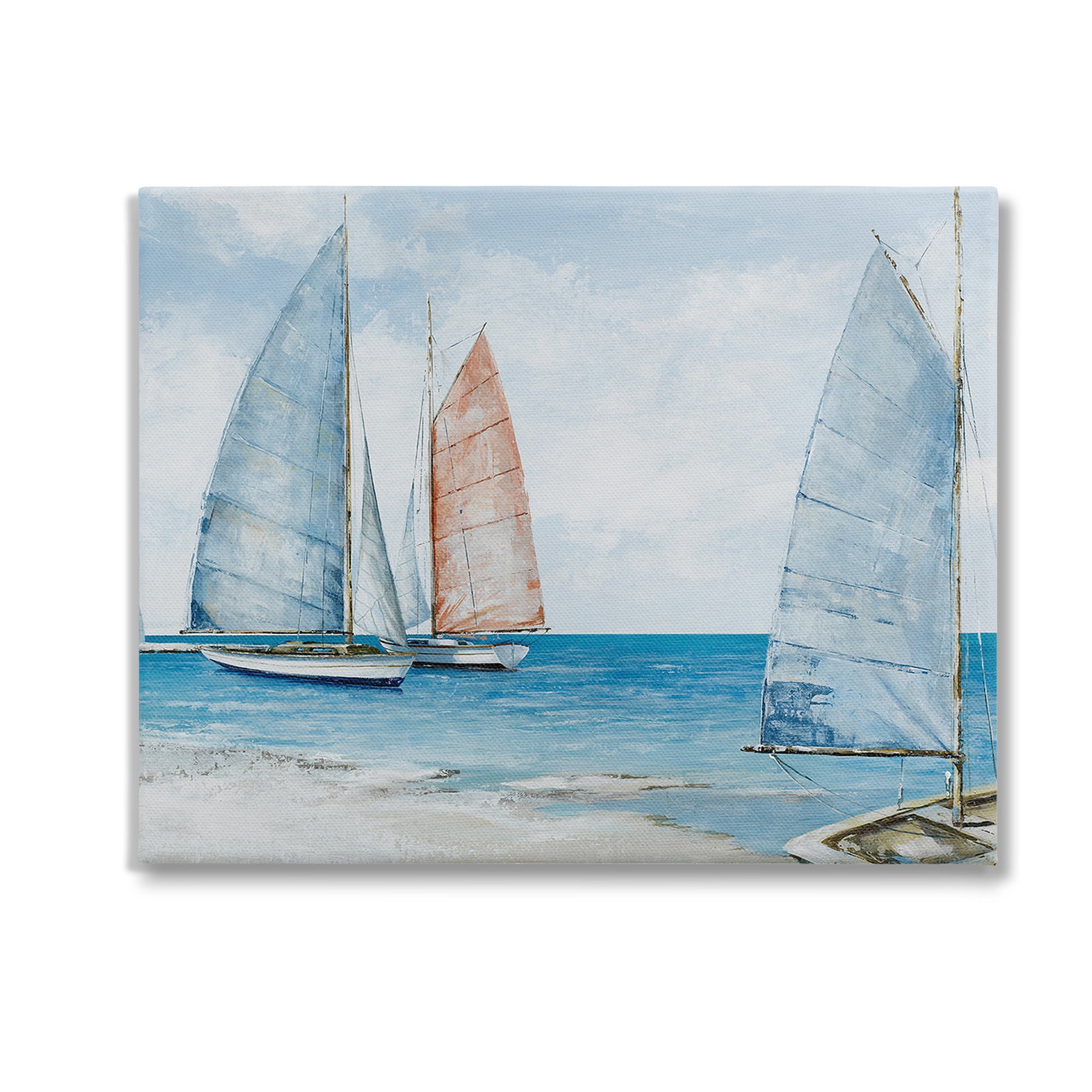 Stupell Industries Coastal Sailboat Fleet Transportation Painting Gallery Wrapped Canvas Art Print Wall Art, 30 x 24