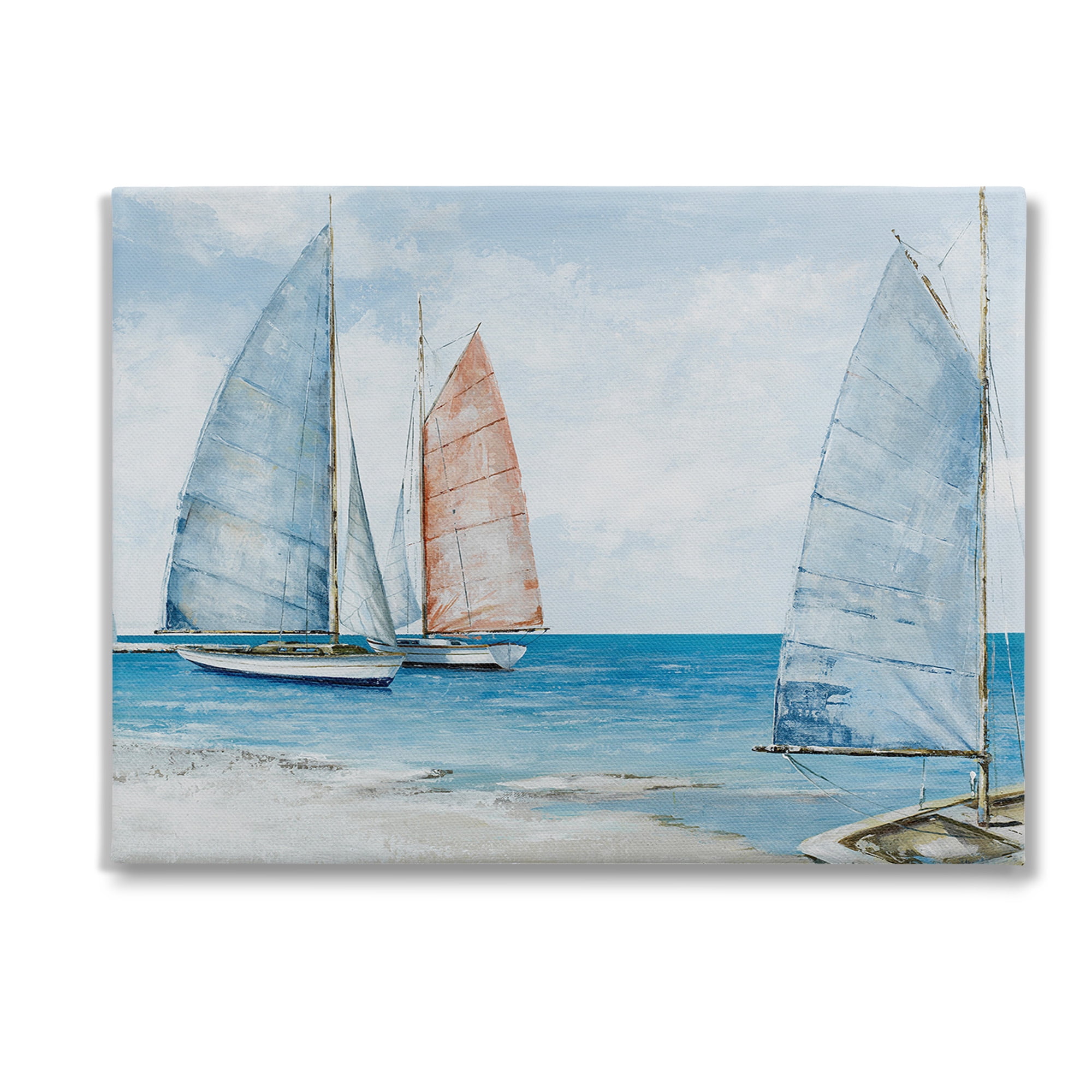 Stupell Industries Coastal Sailboat Fleet Transportation Painting Gallery Wrapped Canvas Art Print Wall Art, 48 x 36