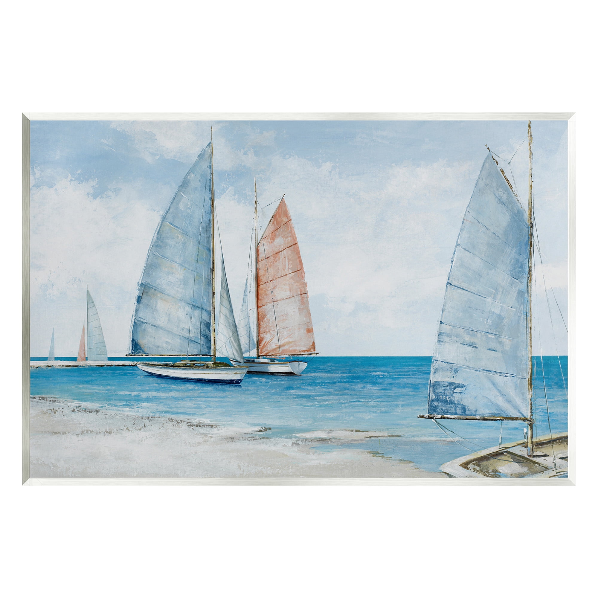 Stupell Industries Coastal Sailboat Fleet Transportation Painting Unframed Art Print Wall Art, 19 x 13