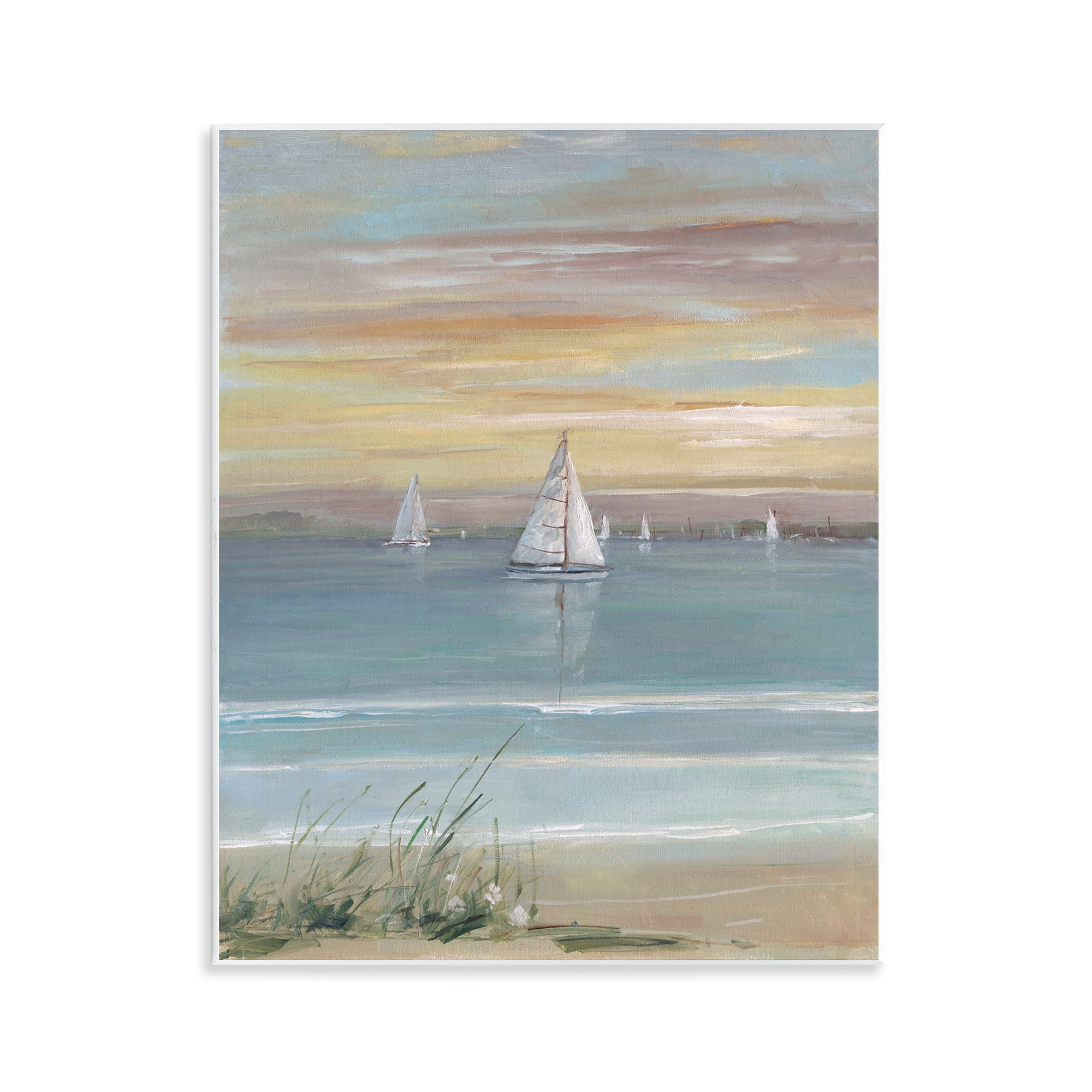 Stupell Industries Coastal Sailboats At Twilight Wall Plaque Art, design by Sally Swatland