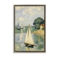 thumbnail image 1 of Stupell Industries Coastal Coastal Sailboats Under Swirling Clouds Brown Floating Frame Canvas Art, 17 x 25, by Angie Hawke, 1 of 8
