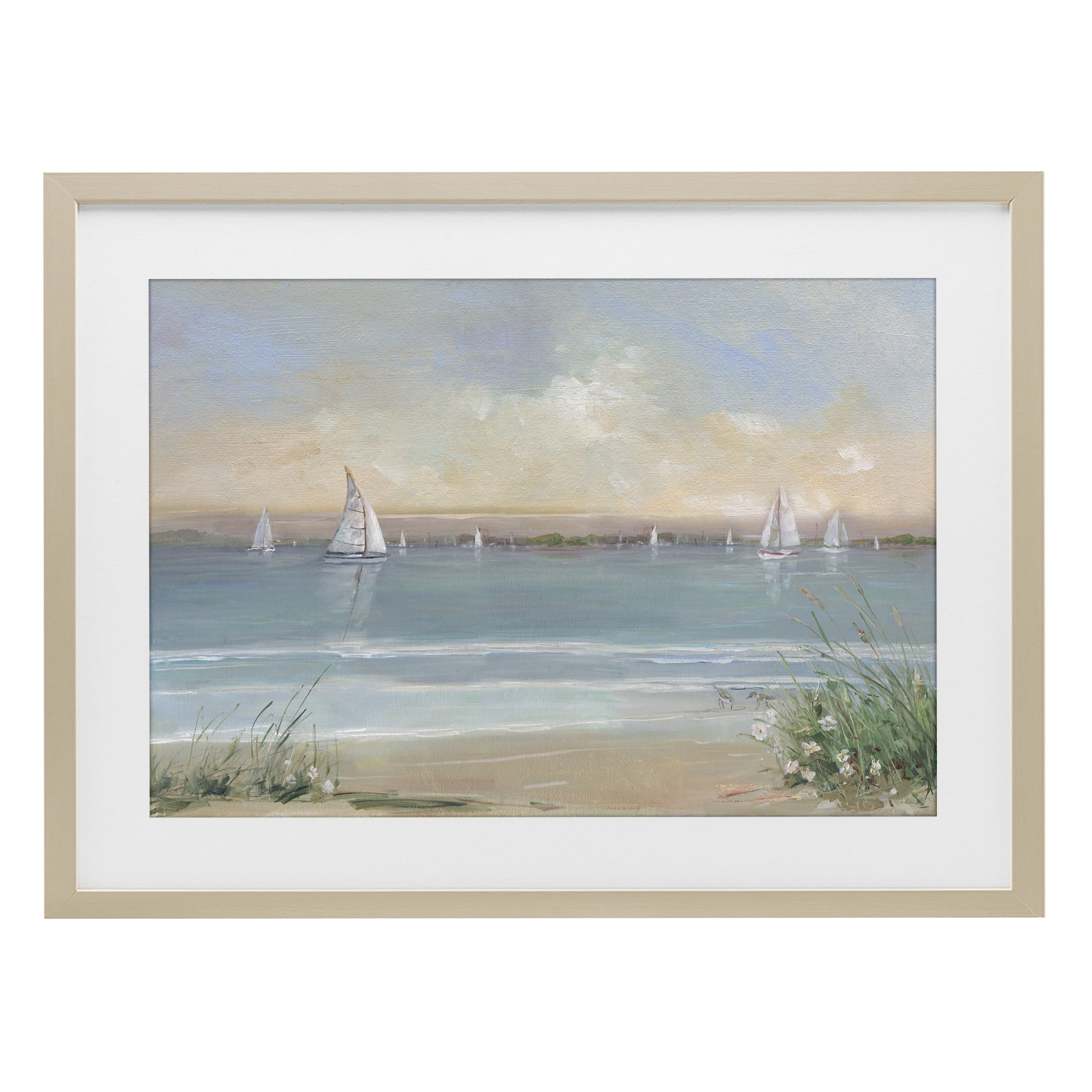 Stupell Industries Coastal Sailing At Dawn Birch Framed Print Under Glass, design by Sally Swatland