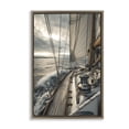 thumbnail image 1 of Stupell Industries Coastal Sailing Boat Wake Waves Brown Floating Frame Canvas Art, 17 x 25, by LSR Design Studio, 1 of 8