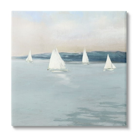 Stupell Industries Coastal Sailing Seascape Boats Coastal Painting Gallery Wrapped Canvas Print Wall Art