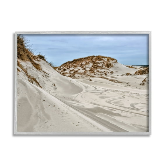 Stupell Industries Coastal Sand Dunes Photography Nature Photography Gray Framed Art Print Wall Art, 14 x 11