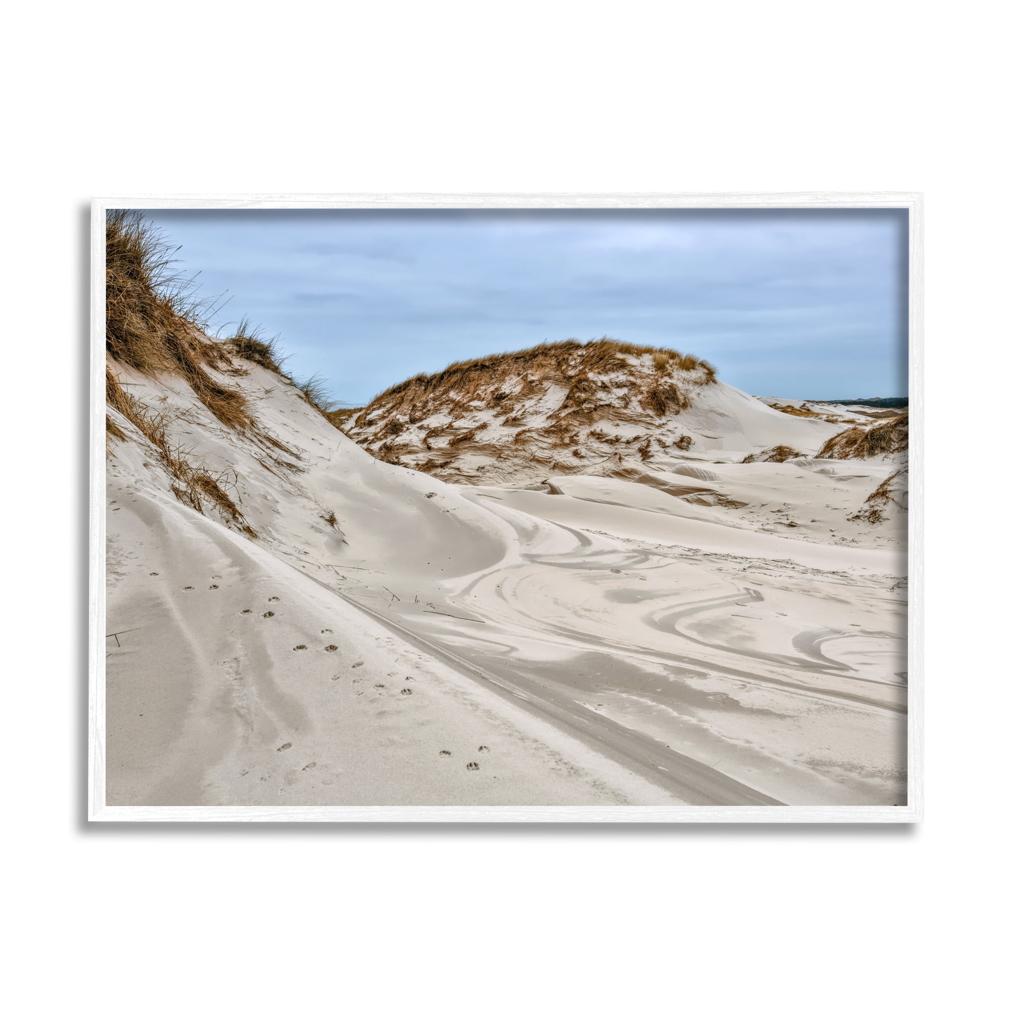 Stupell Industries Coastal Sand Dunes Photography Nature Photography White Framed Art Print Wall Art, 20 x 16