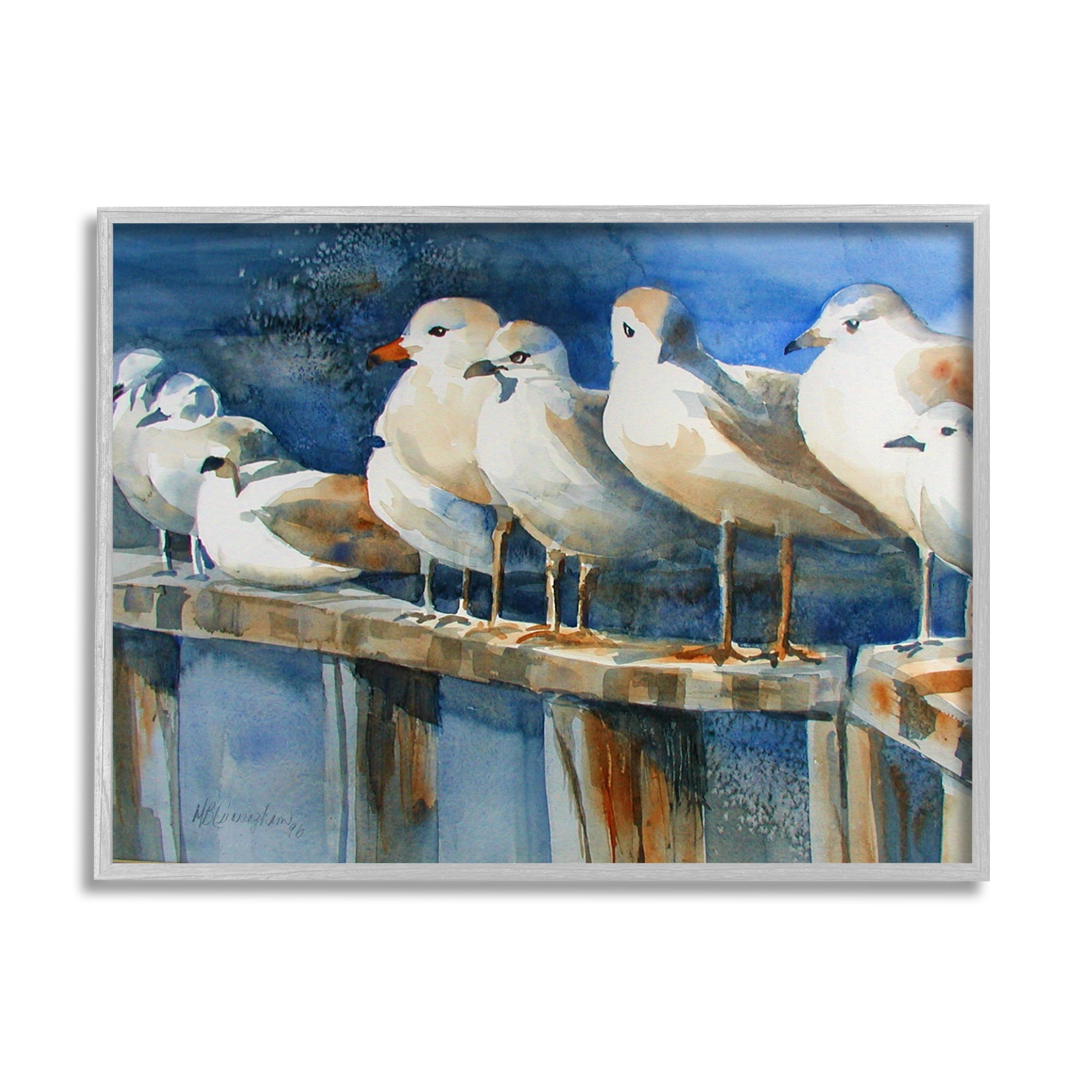 Stupell Industries Coastal Sandpiper Birds Beach Boardwalk Railing , 14 x 11, Design by MB Cunningham