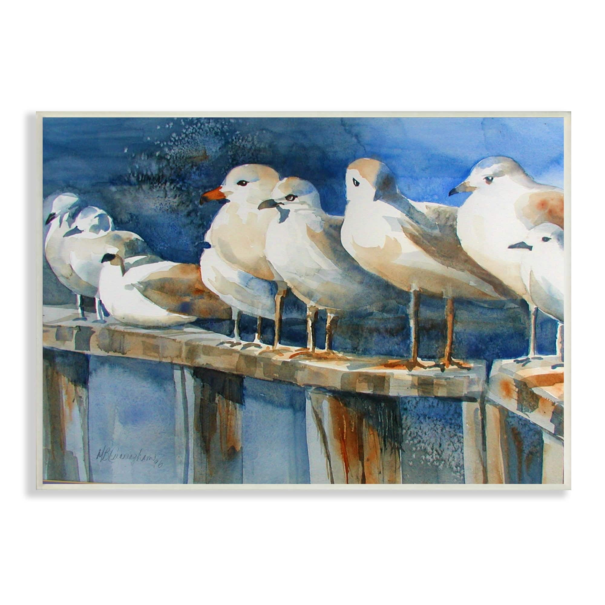 Stupell Industries Coastal Sandpiper Birds Beach Boardwalk Railing , 15 x 10, Design by MB Cunningham