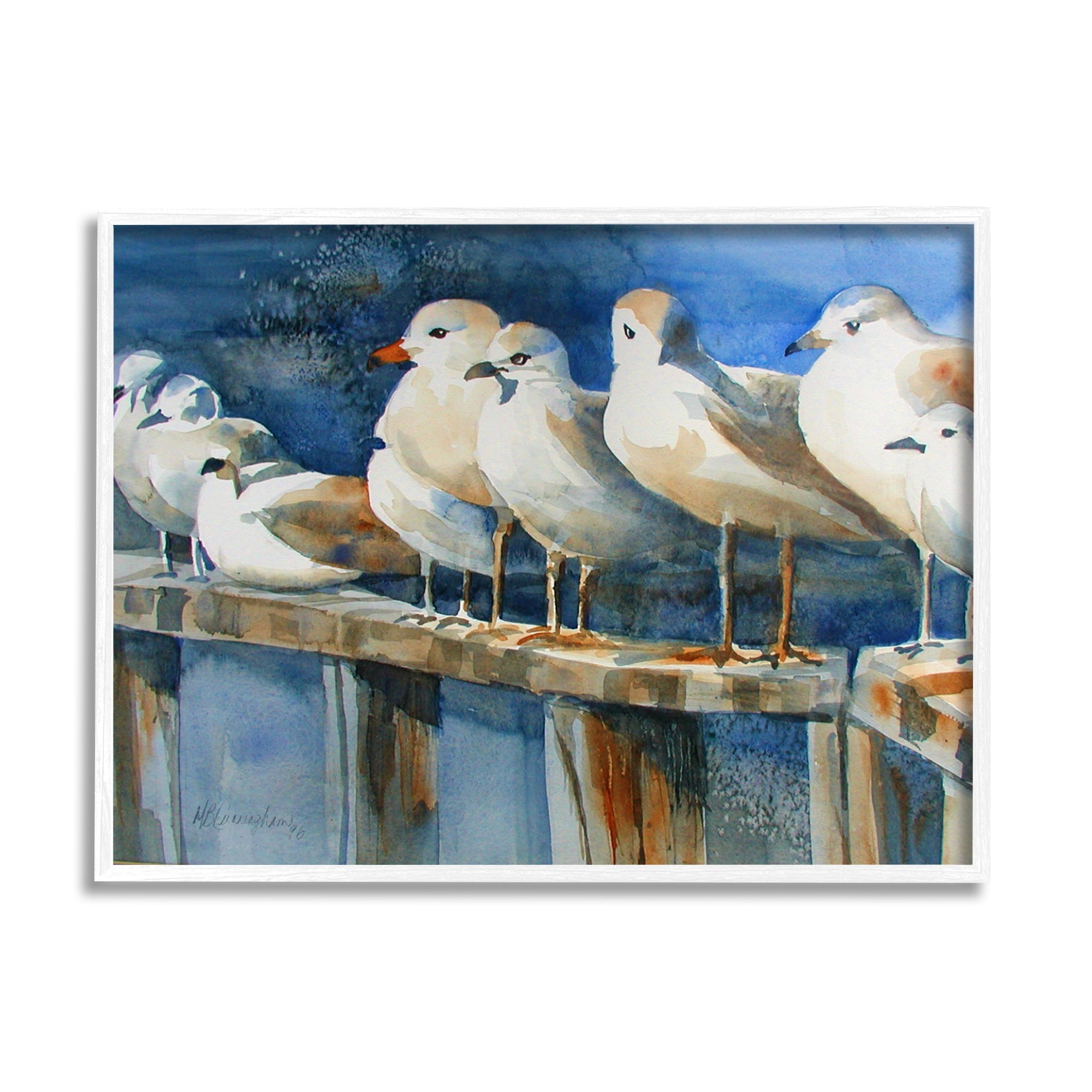 Stupell Industries Coastal Sandpiper Birds Beach Boardwalk Railing , 20 x 16, Design by MB Cunningham