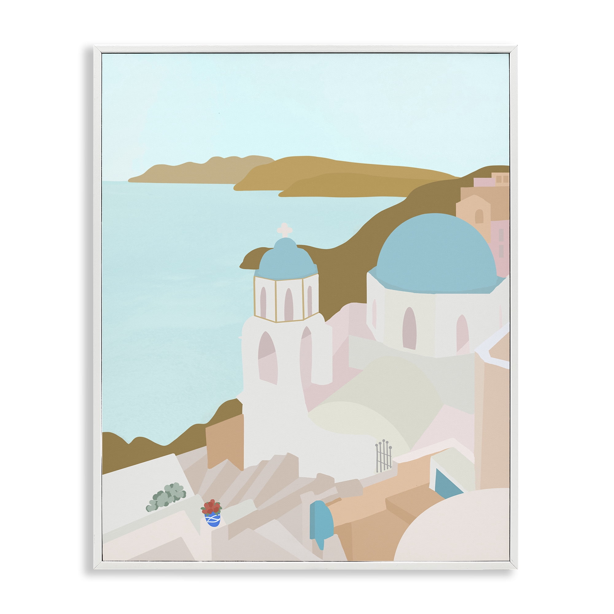 Stupell Industries Coastal Santorini Vibes White Framed Giclee Art, design by Anna Quach