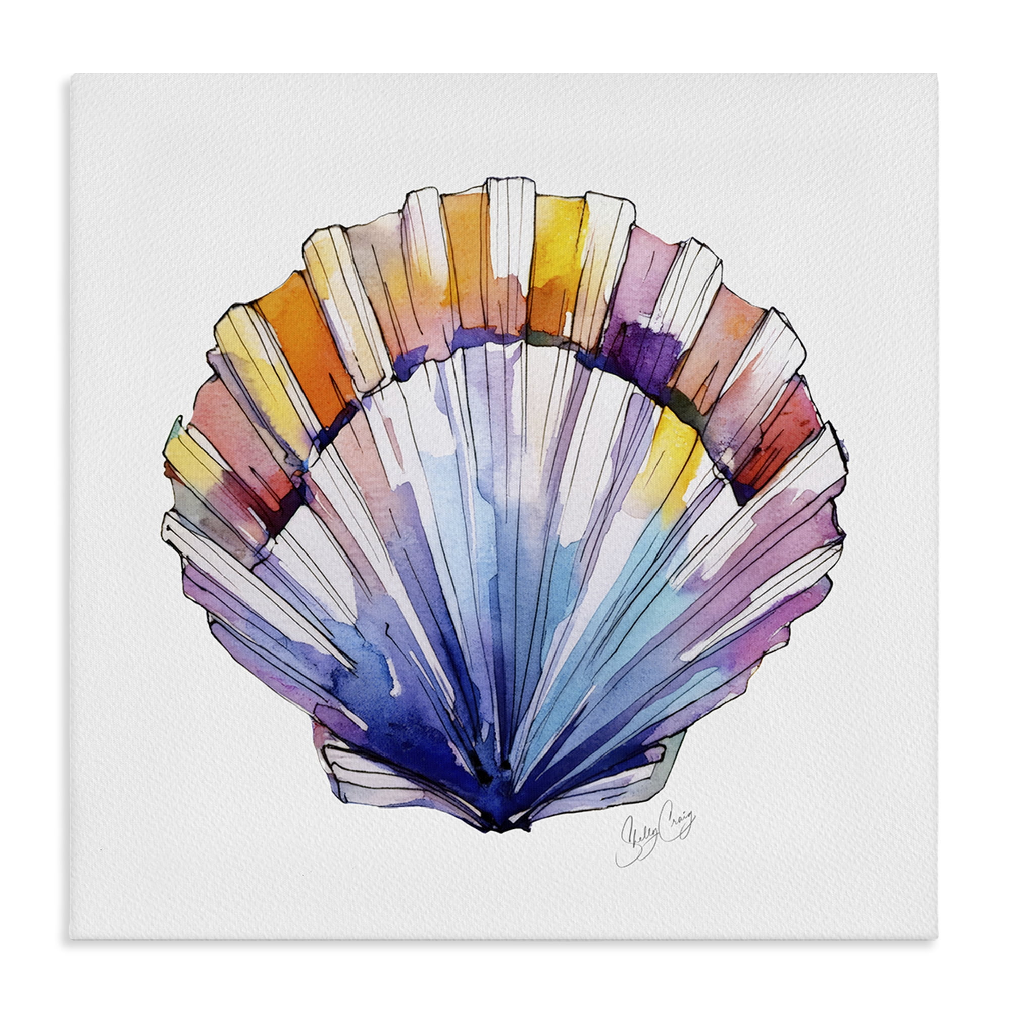 Stupell Industries Coastal Scallop Watercolor Canvas Wall Art, design by Shelly Craig