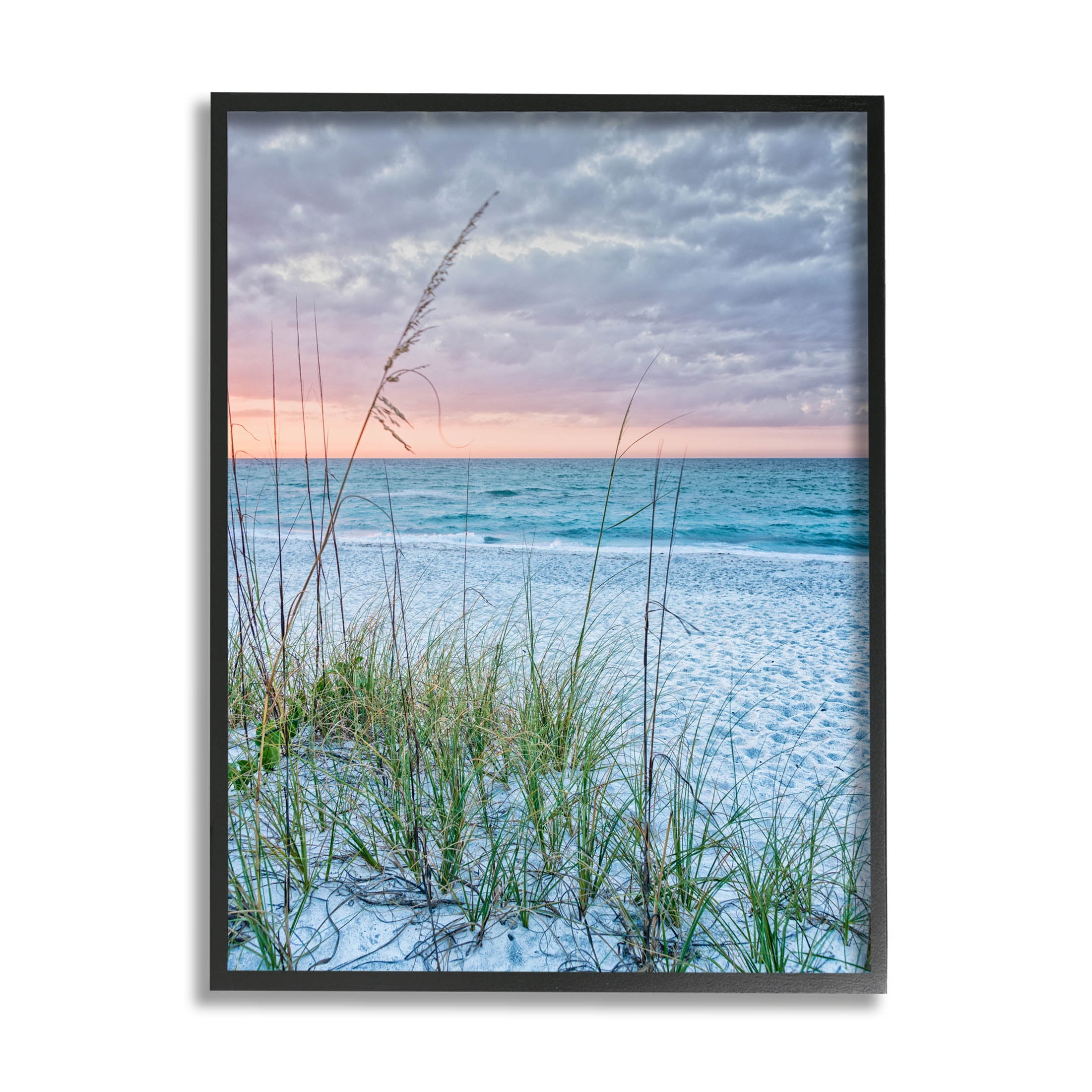Stupell Industries Coastal Sea Grass Sprigs Beach Shore Photograph Black Framed Art Print Wall Art, Design by Mary Lou Photography