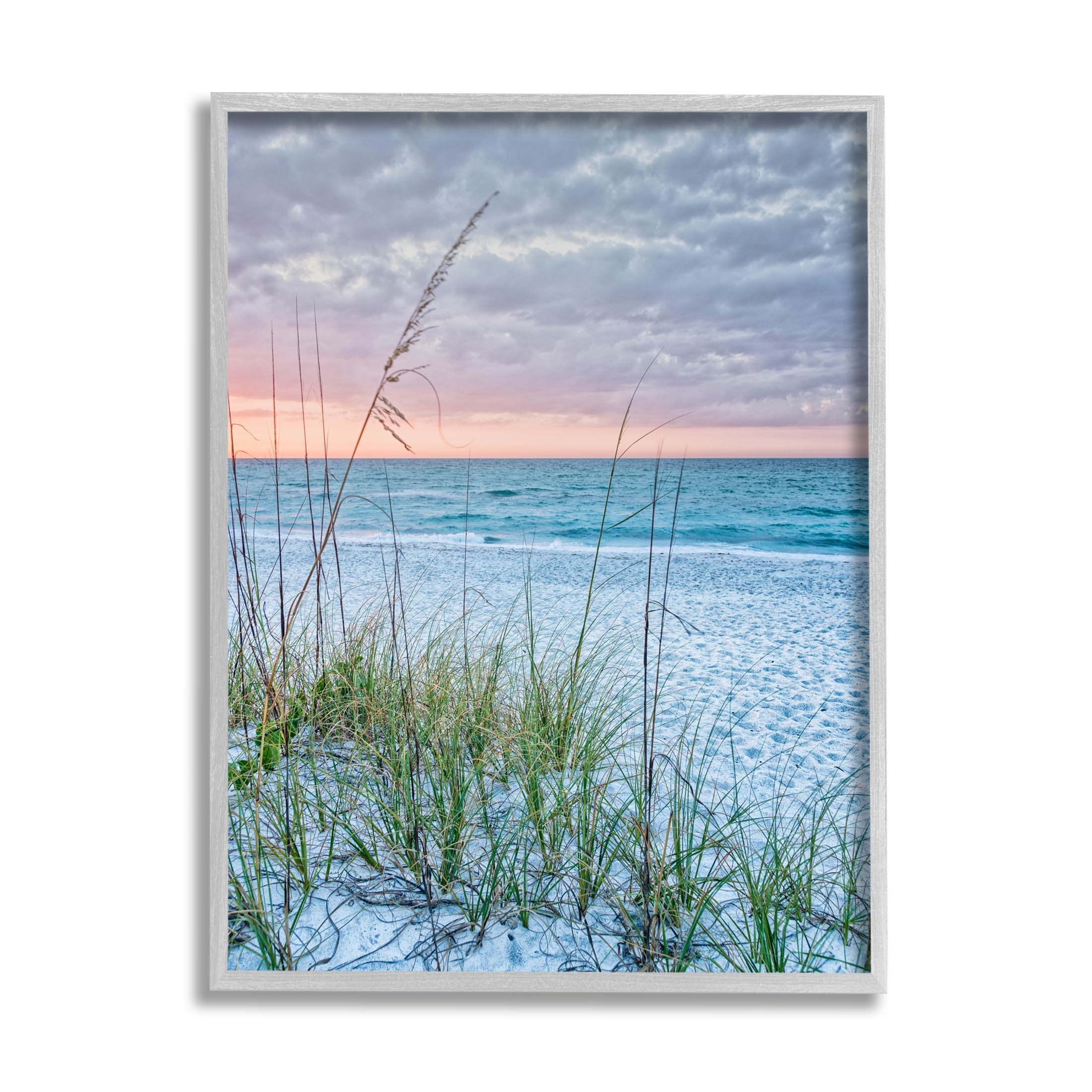 Stupell Industries Coastal Sea Grass Sprigs Beach Shore Photograph Gray Framed Art Print Wall Art, Design by Mary Lou Photography
