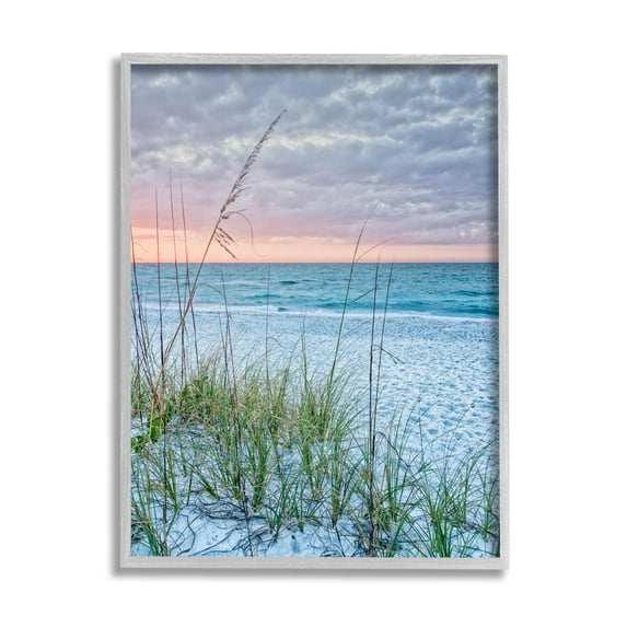 Stupell Industries Coastal Sea Grass Sprigs Beach Shore Photograph Gray Framed Art Print Wall Art, Design by Mary Lou Photography