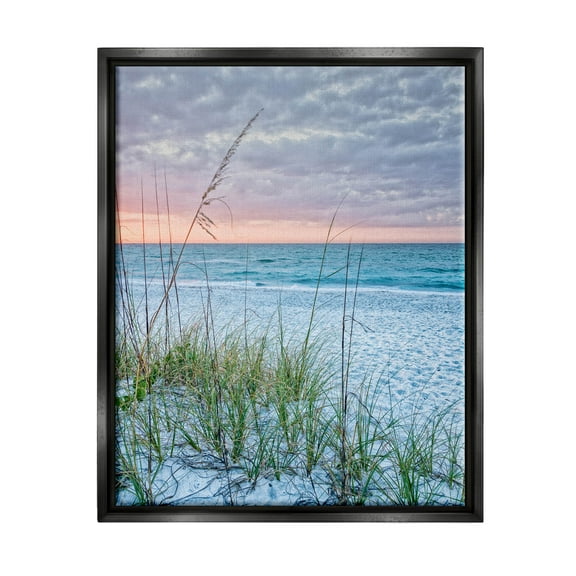 Stupell Industries Coastal Sea Grass Sprigs Beach Shore Photograph Jet Black Floating Framed Canvas Print Wall Art, Design by Mary Lou Photography