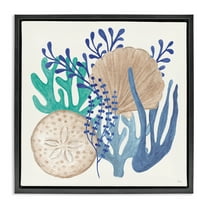 Stupell Industries Coastal Sea Life Nautical & Beach Painting Black Floater Framed Canvas Art Print Wall Art, 18 x 18