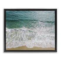 Stupell Industries Coastal Sea Waves Landscape Photography Black Floater Framed Canvas Art Print Wall Art, 21 x 17