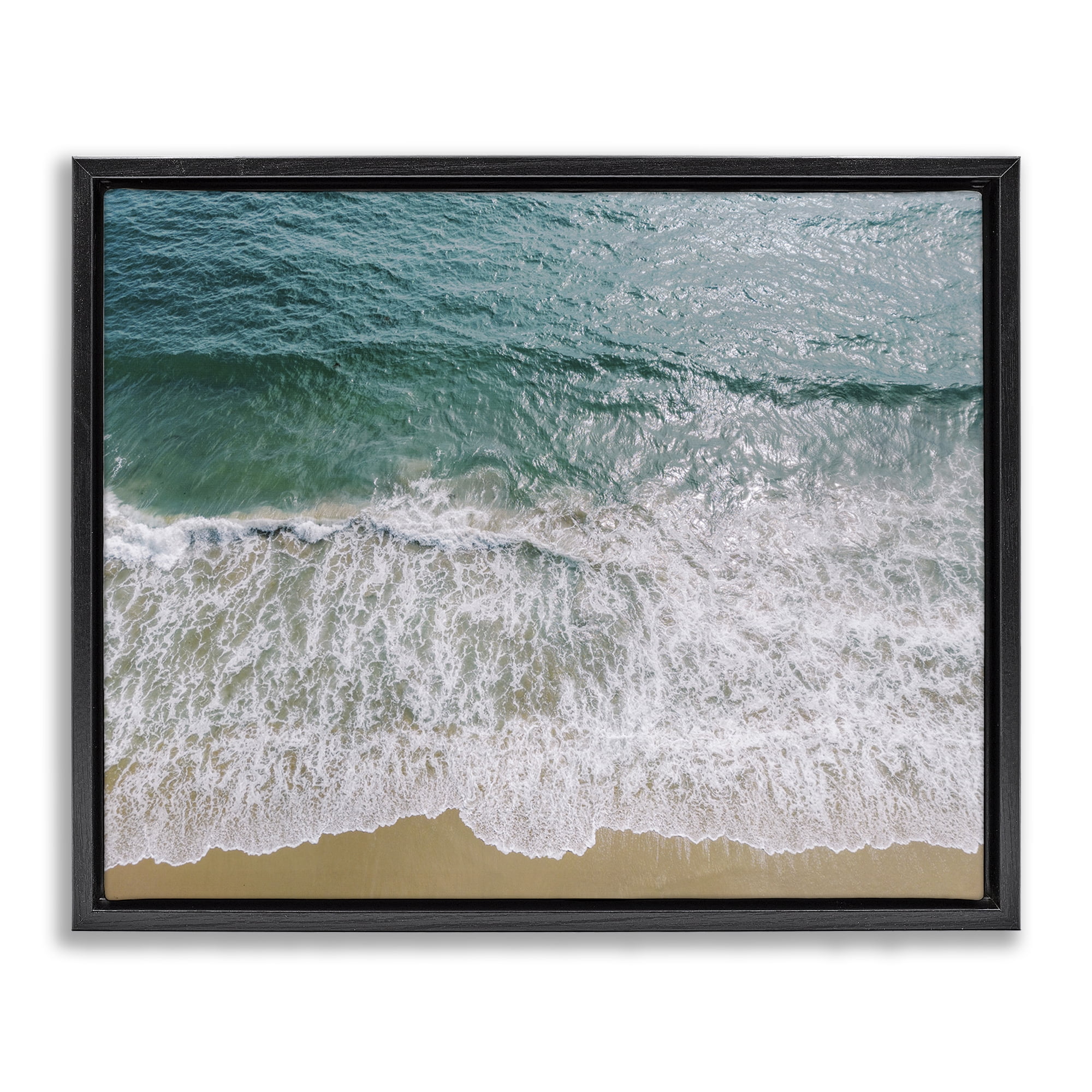 Stupell Industries Coastal Sea Waves Landscape Photography Black Floater Framed Canvas Art Print Wall Art, 31 x 25