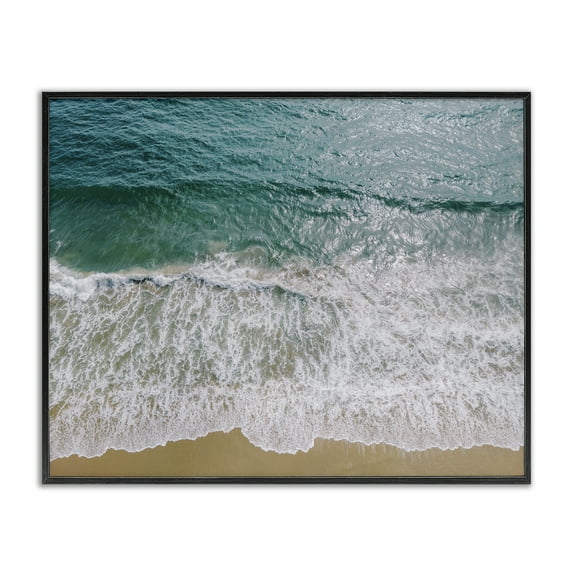 Stupell Industries Coastal Sea Waves Landscape Photography Black Framed Art Print Wall Art, 20 x 16