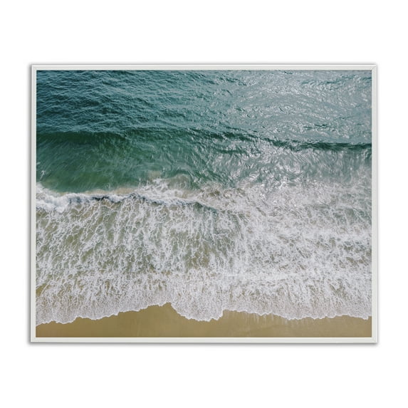Stupell Industries Coastal Sea Waves Landscape Photography White Framed Art Print Wall Art, 20 x 16