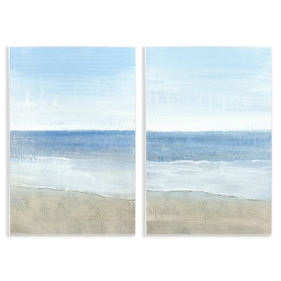 Stupell Industries Coastal Seafoam Beach Waves Nature Painting Unframed Art Print Wall Art, 13 x 19, Set of 2