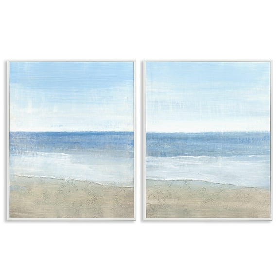 Stupell Industries Coastal Seafoam Beach Waves Nature Painting White Framed Art Print Wall Art, 16 x 20, Set of 2