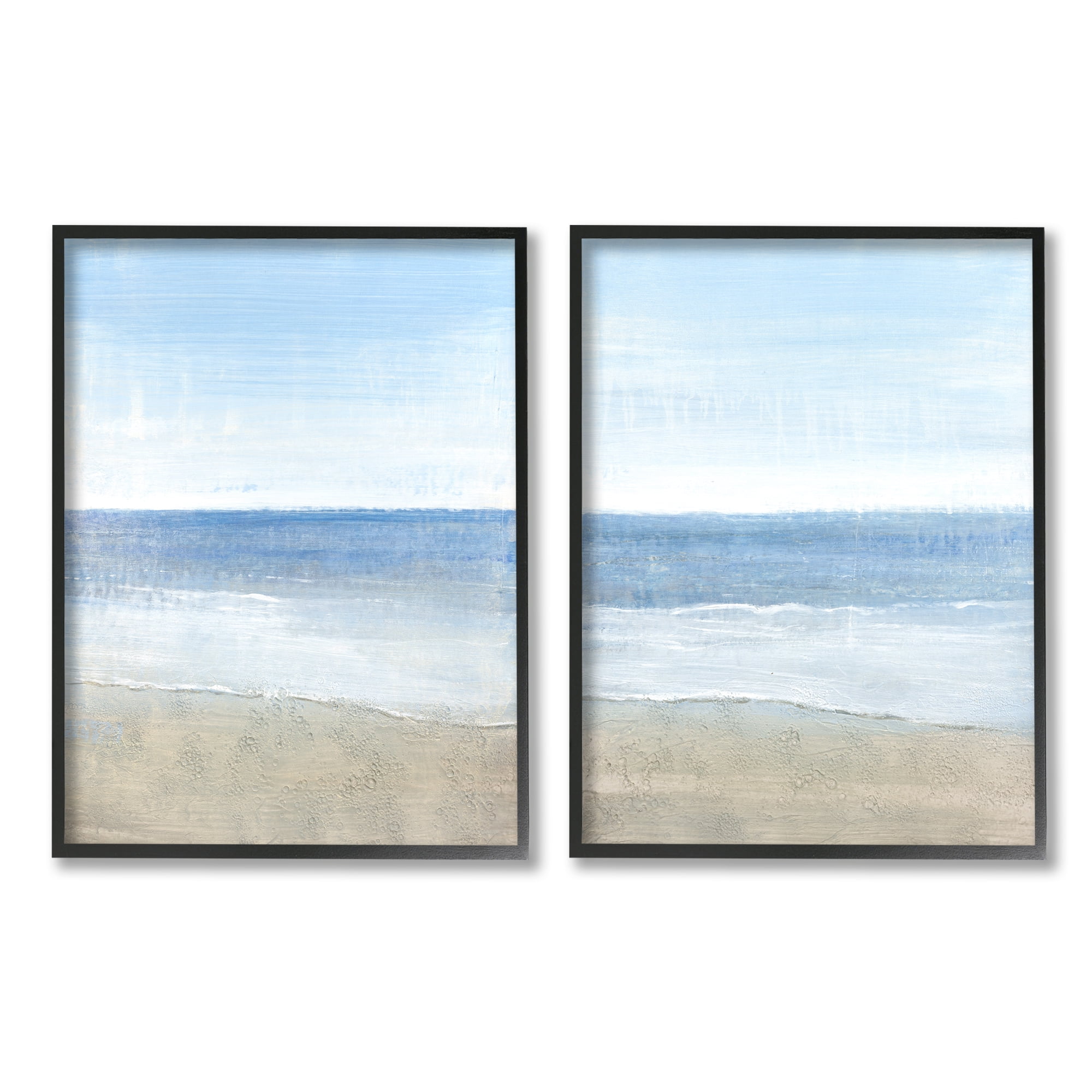 Stupell Industries Coastal Seafoam Beach Waves Soft Tide Landscape Black Framed, 11 x 14