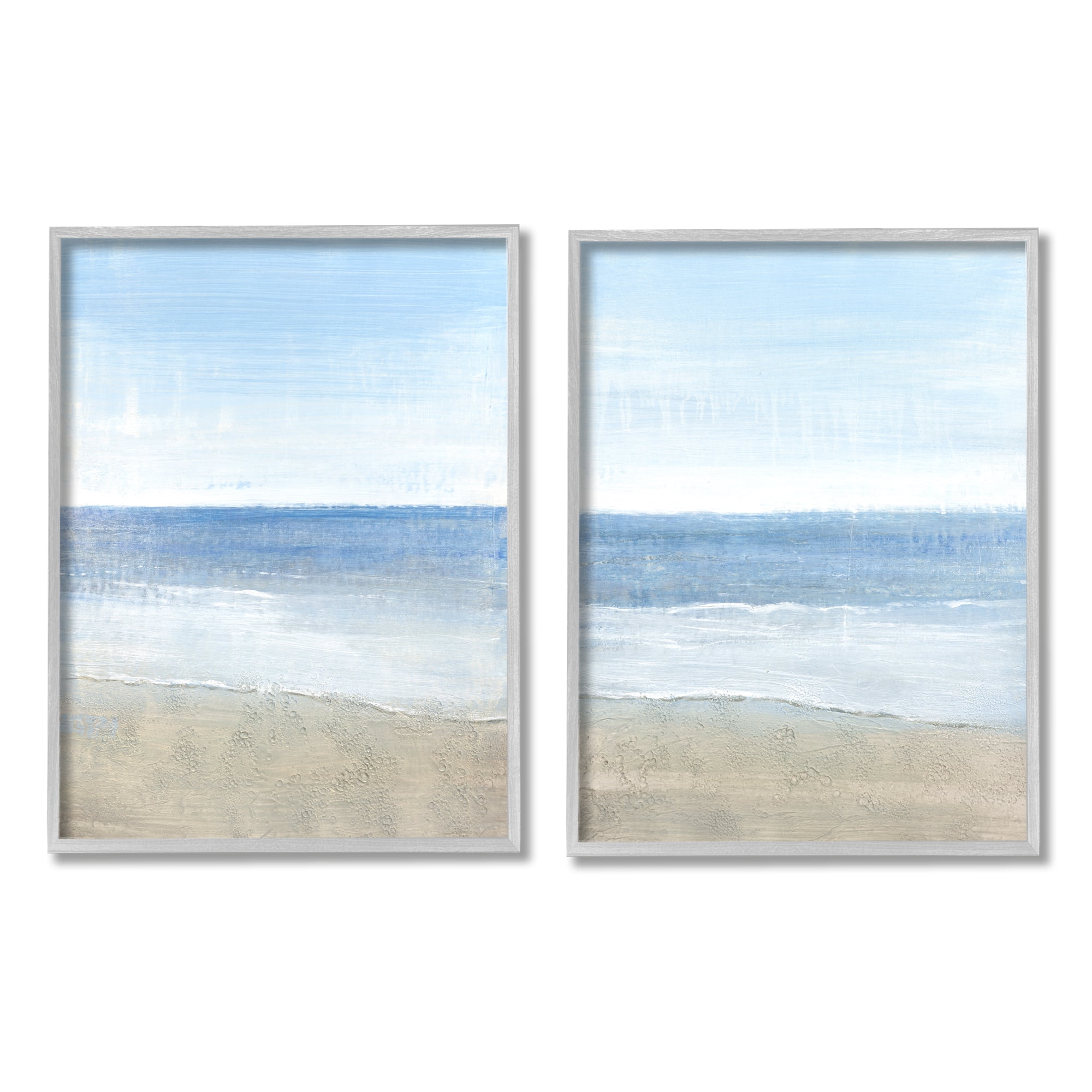 Stupell Industries Coastal Seafoam Beach Waves Soft Tide Landscape Grey Framed, 16 x 20
