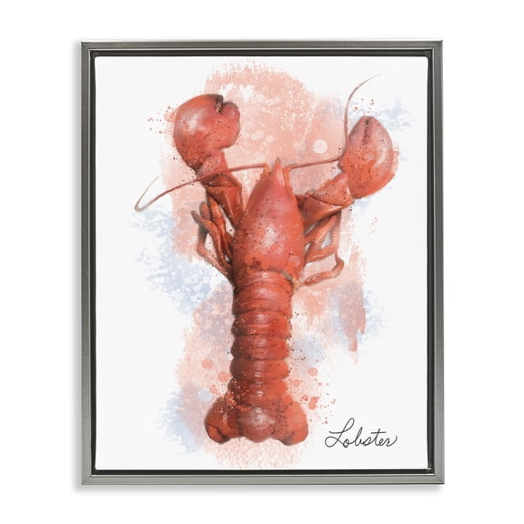 Stupell Industries Coastal Seafood Lobster Gray Framed Floater Canvas Wall Art design by Matthew Piotrowicz, 21 x 17