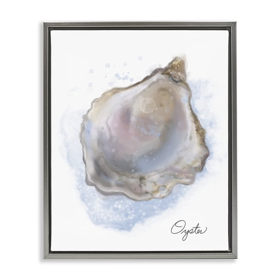 Stupell Industries Coastal Seafood Oyster Gray Framed Floater Canvas Wall Art design by Matthew Piotrowicz, 31 x 25