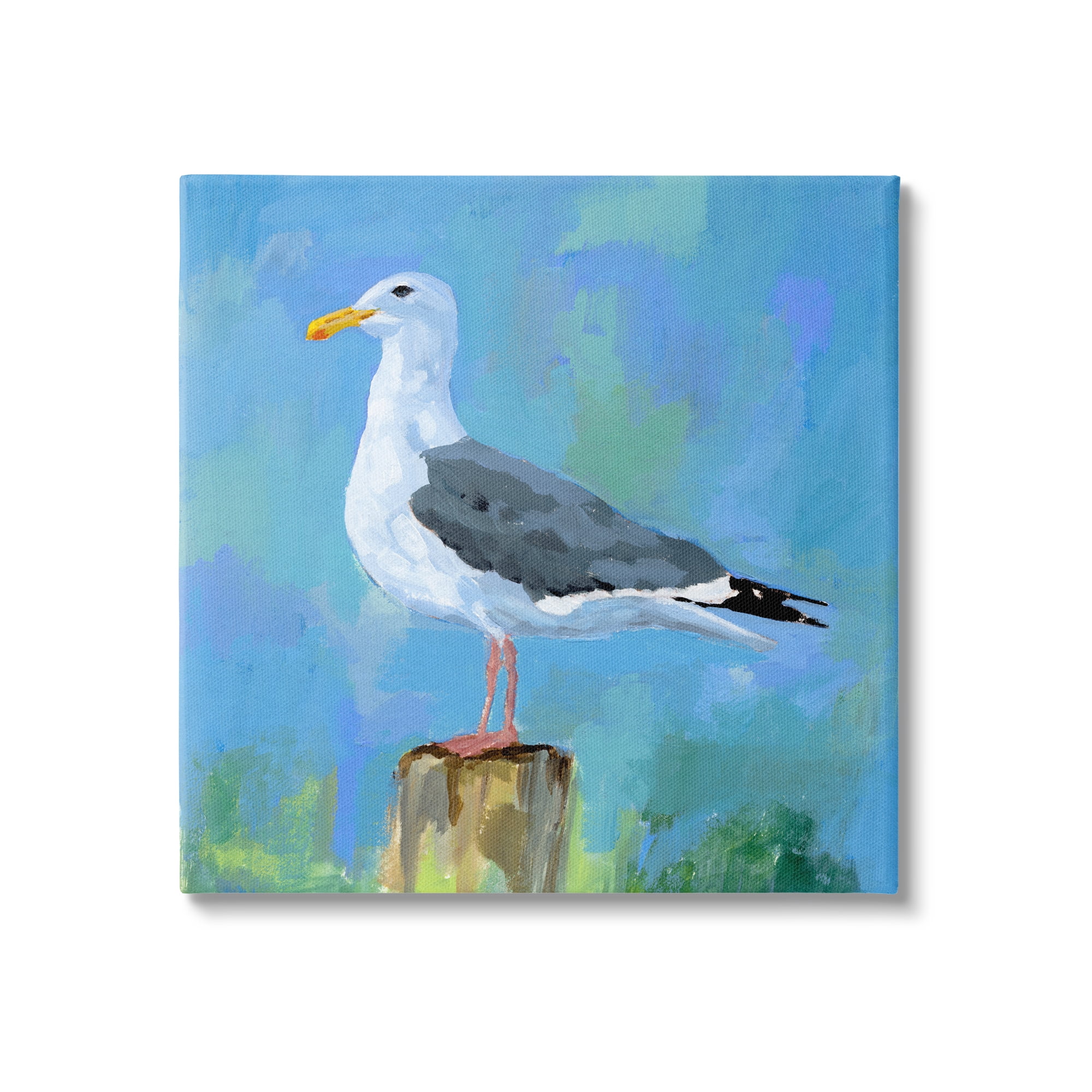 Stupell Industries Coastal Seagull Painting Animals & Insects Painting Gallery Wrapped Canvas Print Wall Art, 24 x 24