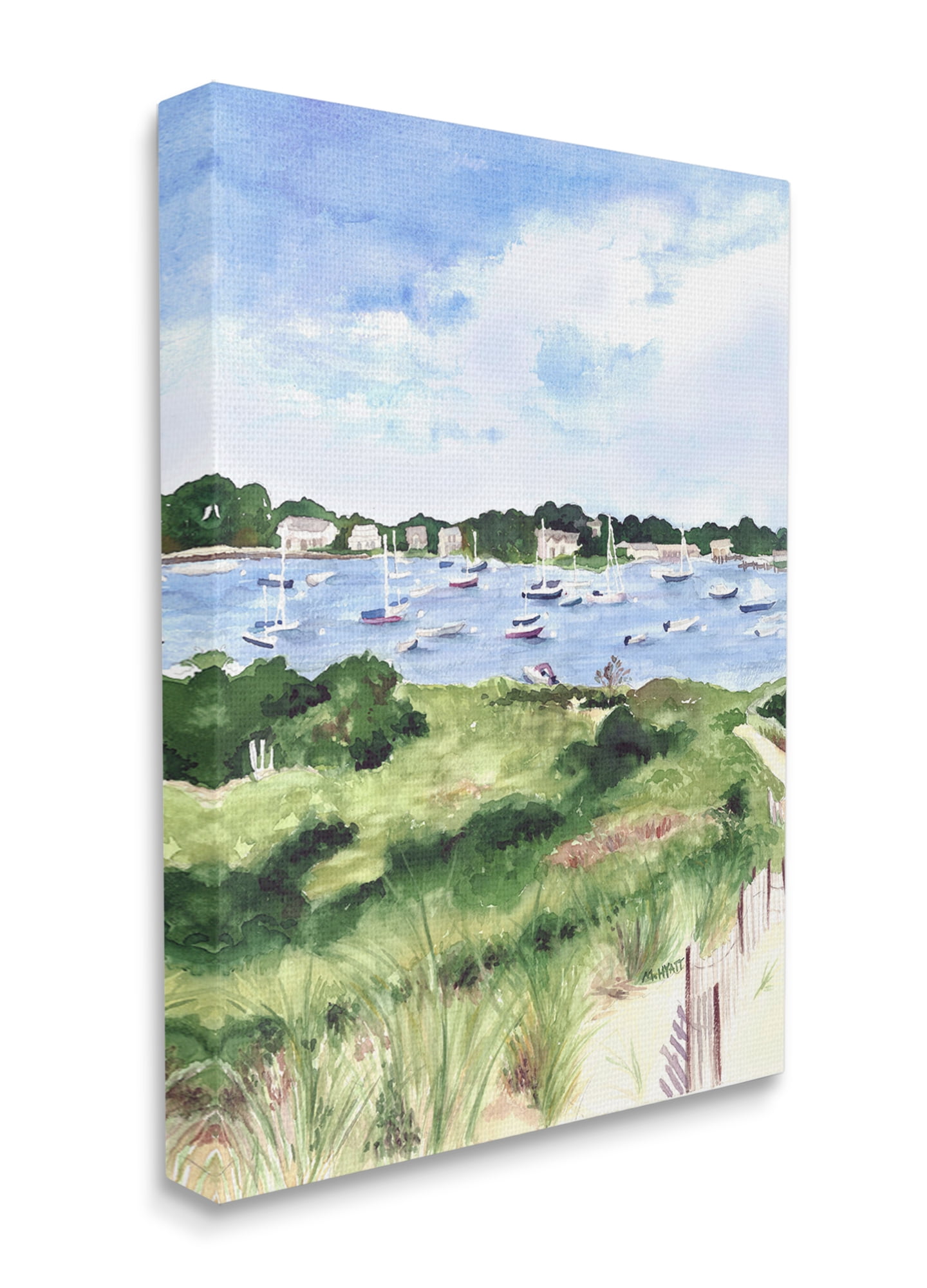 Stupell Industries Coastal Seaside Boats with Rested Sails Canvas Wall Art, 36 x 48, Design by Melissa Hyatt LLC