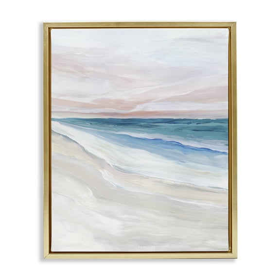 Stupell Industries Coastal Serenity Expression Gold Framed Floater Canvas Wall Art design by Ian C., 21 x 17